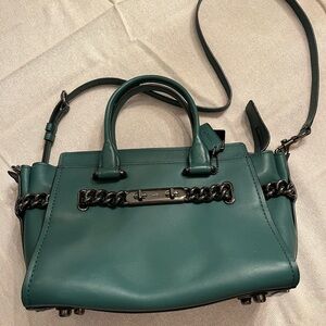 Coach Swagger 27 satchel in deep green glovetanned leather